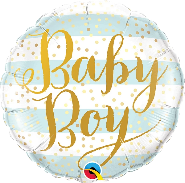 white and blue striped baby boy balloon
