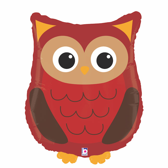 red woodland owl shaped balloon