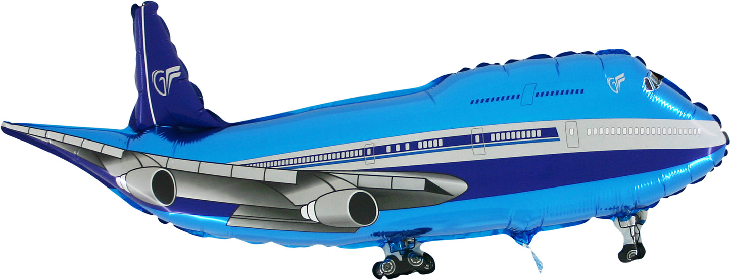 blue airplane shaped balloon