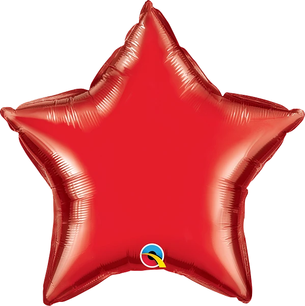 ruby red star shaped balloon