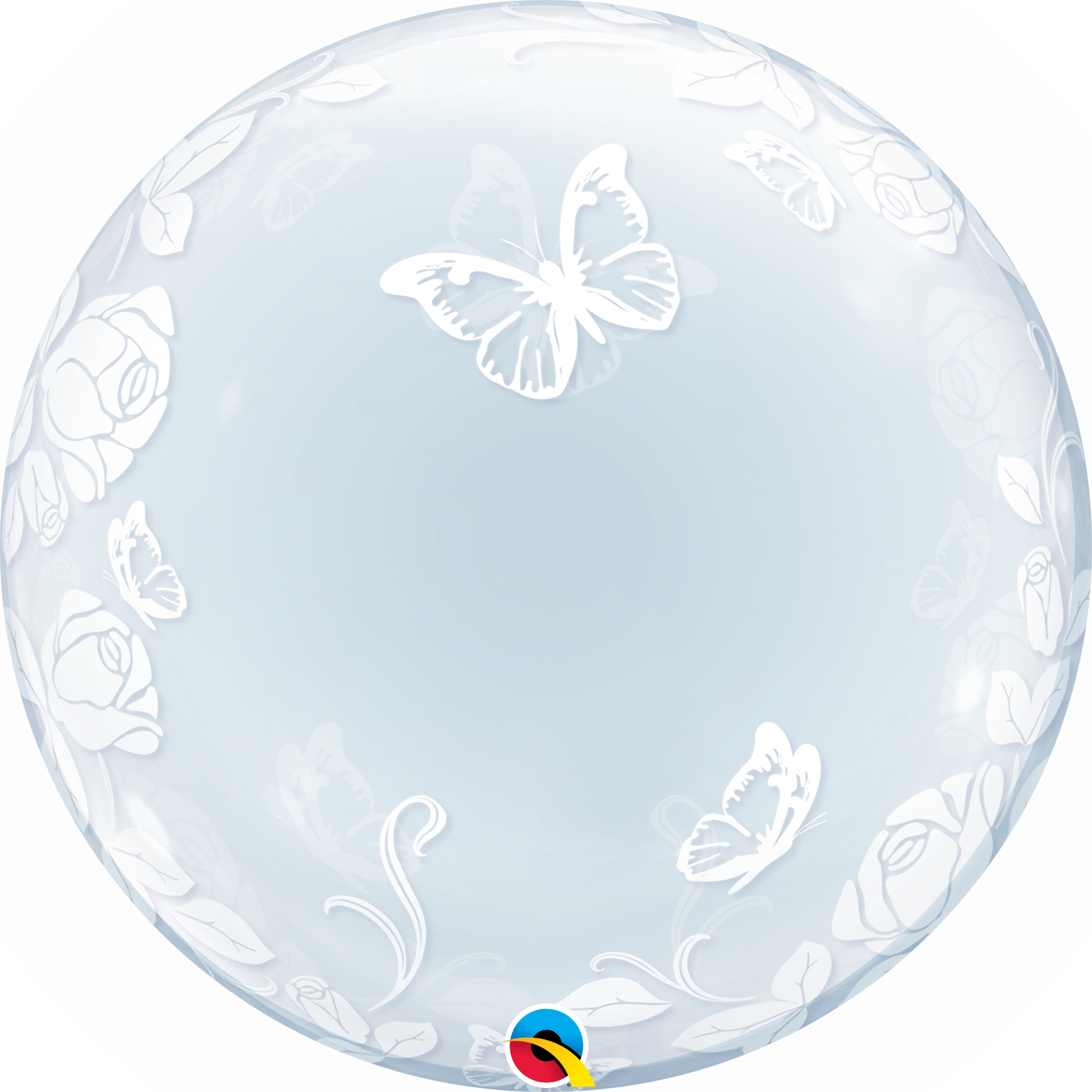 clear deco bubble balloon with roses and butterflies