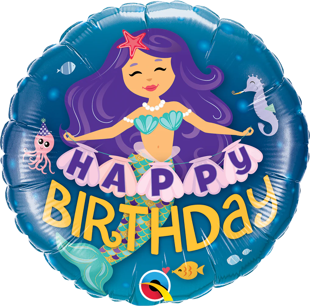 happy birthday balloon with mermaid