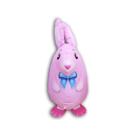 light pink rabbit shaped walking balloon, airwalker
