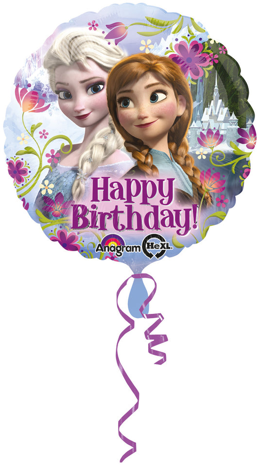 round colorful frozen happy birthday balloon
