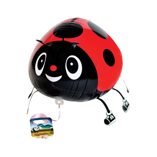 red ladybug shaped walking balloon, airwalker