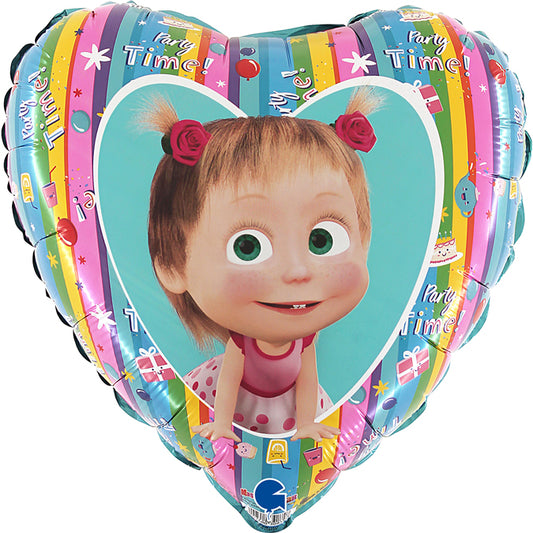 colorful heart shaped masha balloon