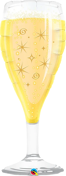 gold champ glas shaped balloon, gold bubbly wine glas shaped balloon