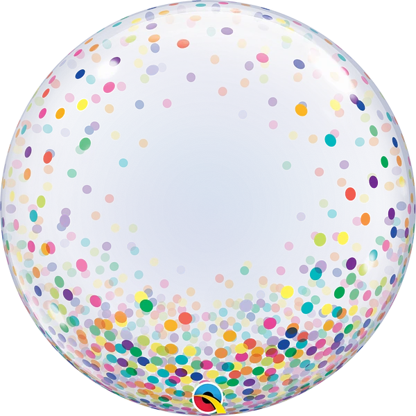 deco bubble balloon with colorful confetti dots