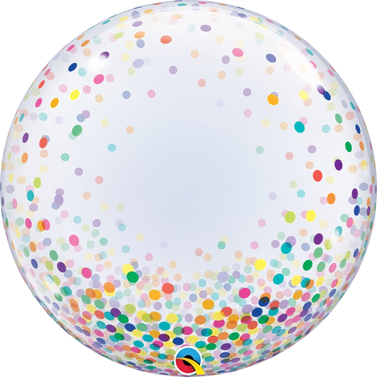 deco bubble balloon with colorful confetti dots