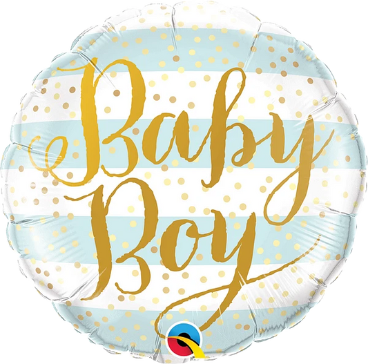 white and blue striped baby boy balloon