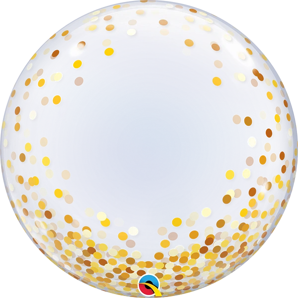 deco bubble balloon with gold confetti dots