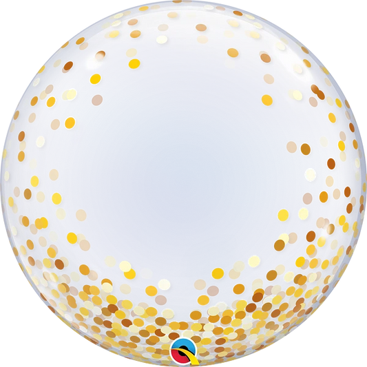 deco bubble balloon with gold confetti dots