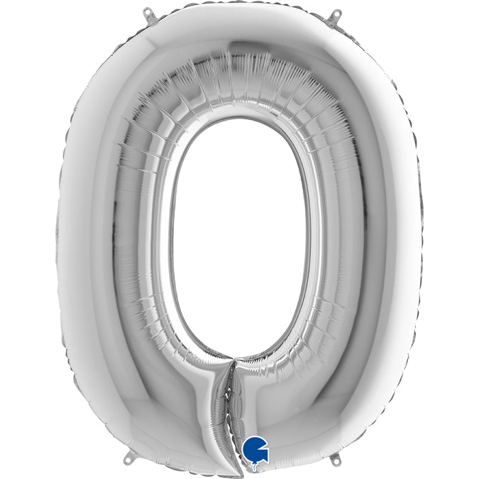 silver number zero shaped balloon