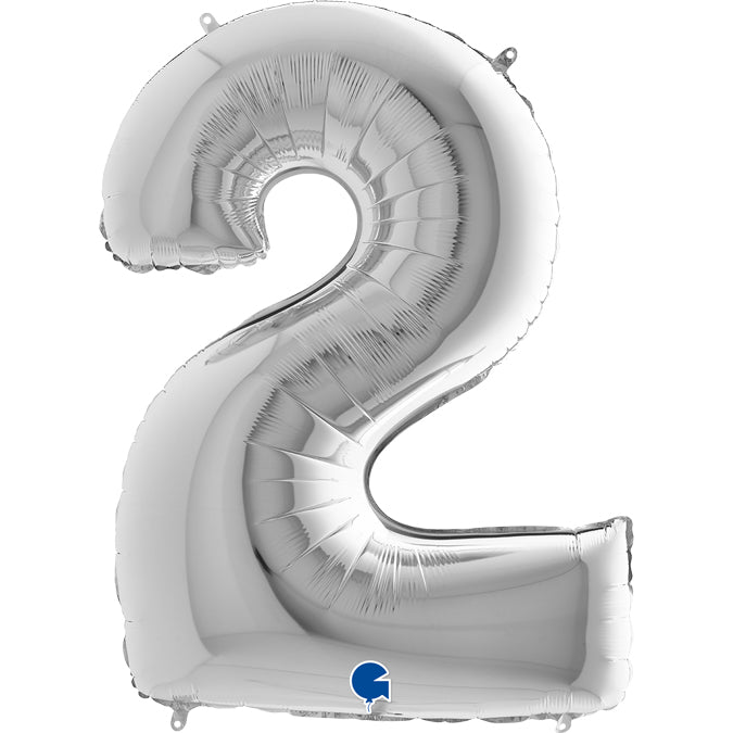 silver number two shaped balloon