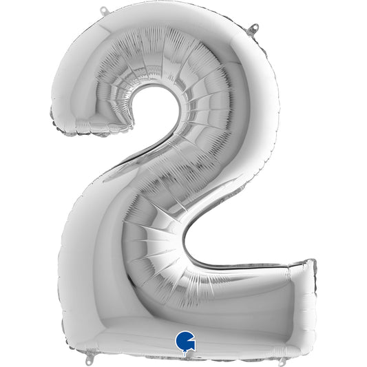 silver number two shaped balloon