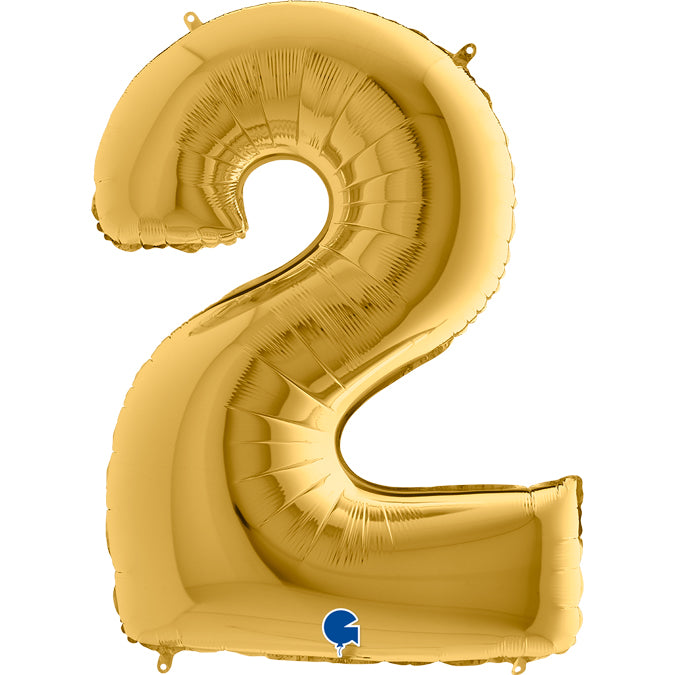 gold number two shaped balloon