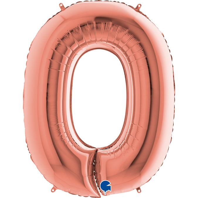 rose gold number zero shaped balloon