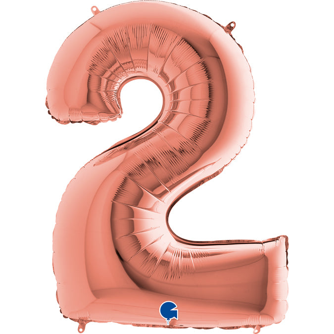 rose gold number two shaped balloon