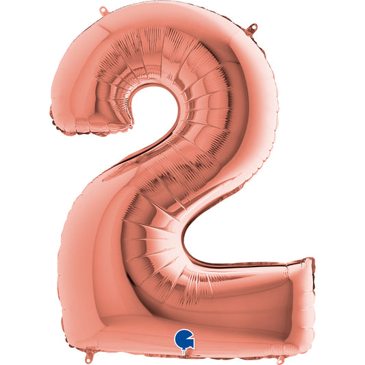 rose gold number two shaped balloon