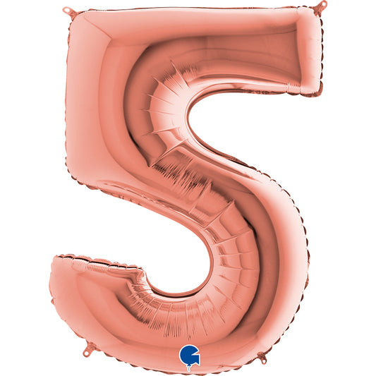 rose gold number five shaped balloon