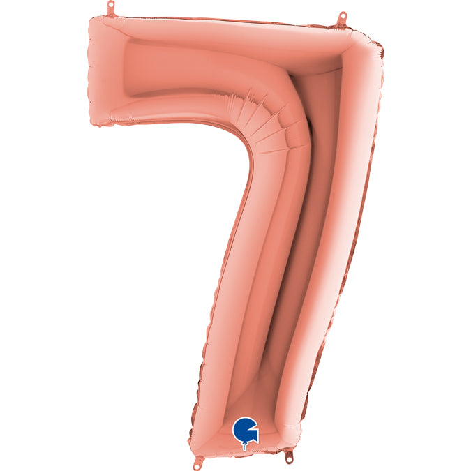 rose gold number seven shaped balloon