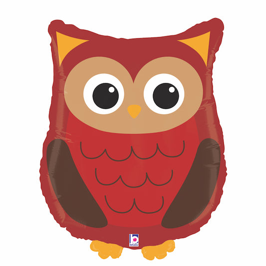 red woodland owl shaped balloon