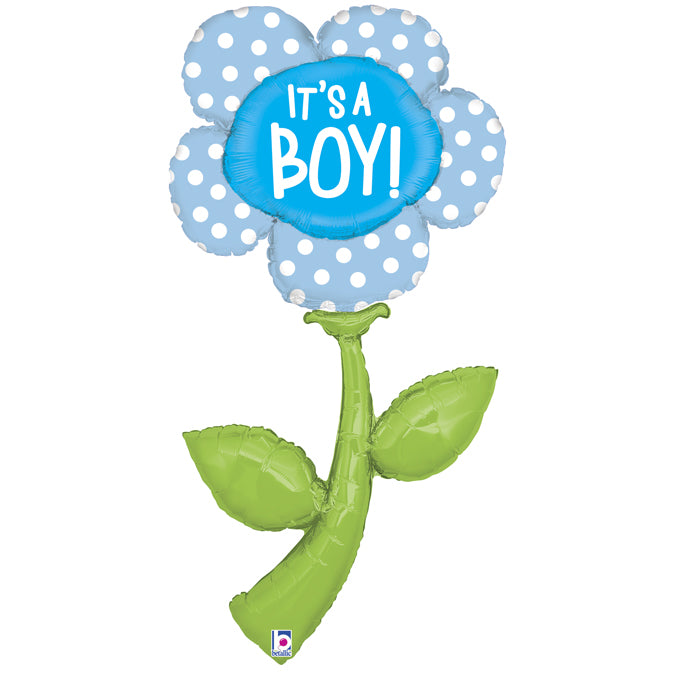 blue flower shaped It's a boy balloon
