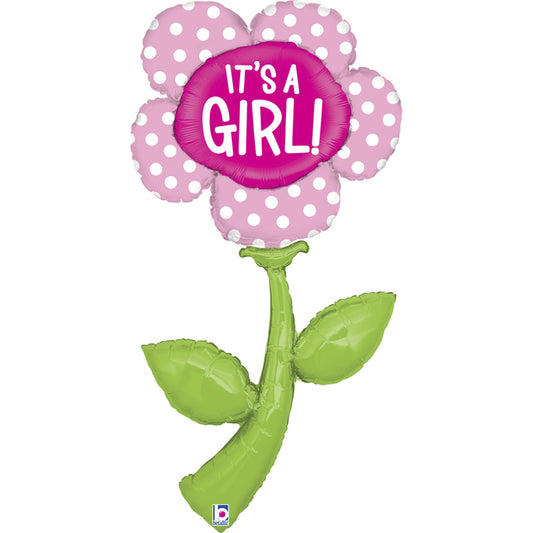 light pink flower shaped It's a girl balloon