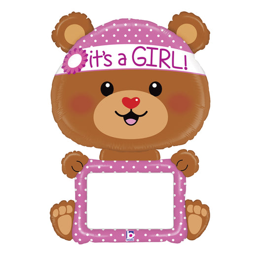 teddy shaped it's a girl balloon