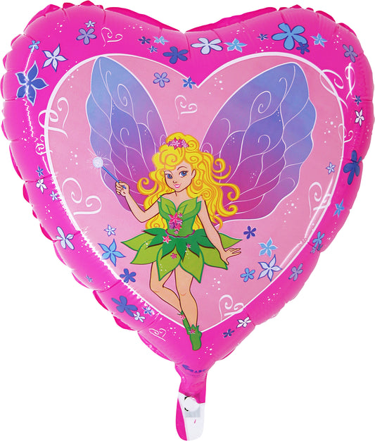 pink heart shaped balloon with fairy lallabell