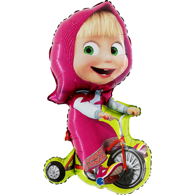 Masha shaped balloon with bike