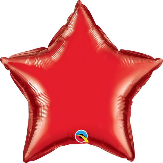 ruby red star shaped balloon