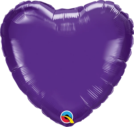 quartz purple, dark purple heart shaped balloon