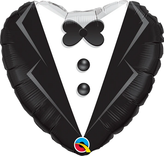 heart shaped wedding tuxedo balloon