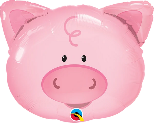 pink, light pink pig shaped balloon