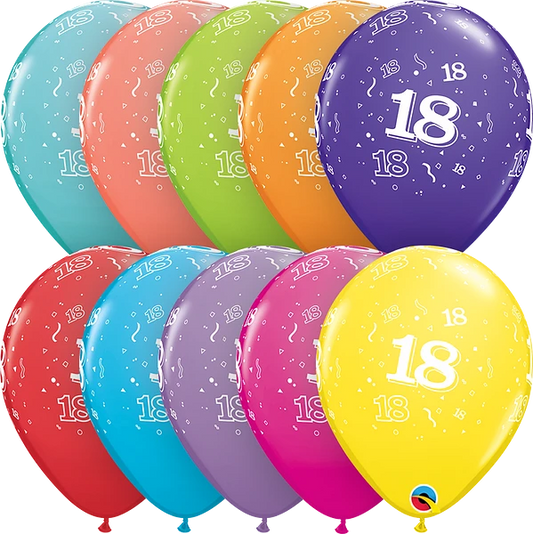 color mix assorted balloon with the number 18