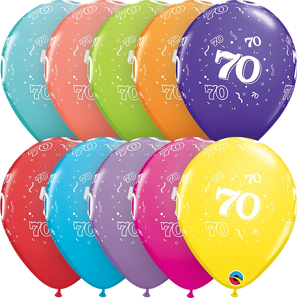 color mix assorted balloon with the number 70