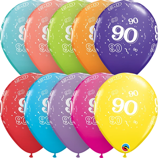 color mix assorted balloon with the number 90