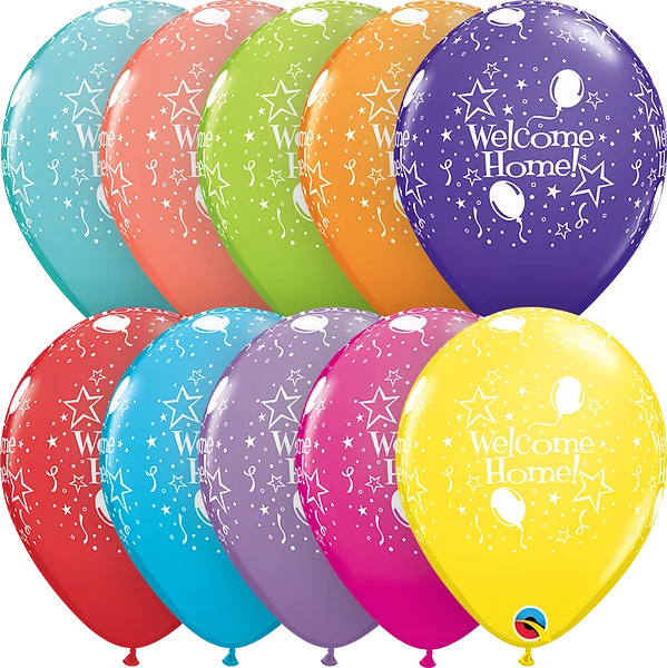 color mix assorted welcome home balloon with white stars and balloons