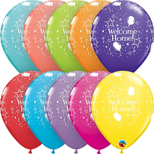 color mix assorted welcome home balloon with white stars and balloons
