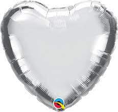 metallic silver heart shaped balloon