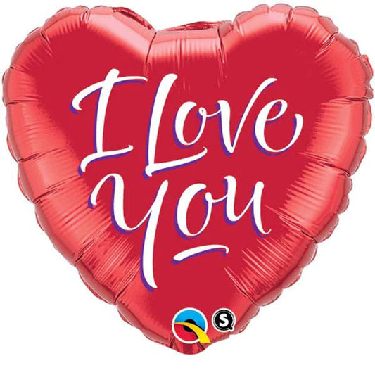 red heart shaped I love you balloon