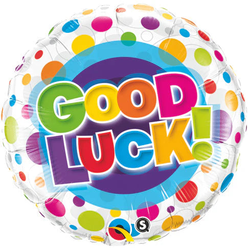 round good luck balloon with colorful dots