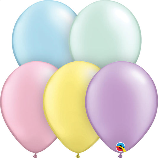 pastel pearl blue, pastel pearl green, pastel pearl pink, pastel pearl yellow and pastel pearl purple/violet balloon
