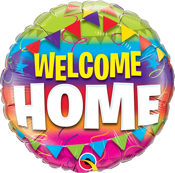 round colorful welcome home balloon