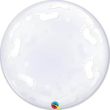 clear bubble balloon with baby footprints
