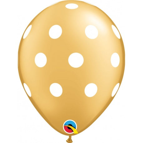 gold balloon with white polka dots