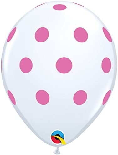 white balloon with pink polka dots