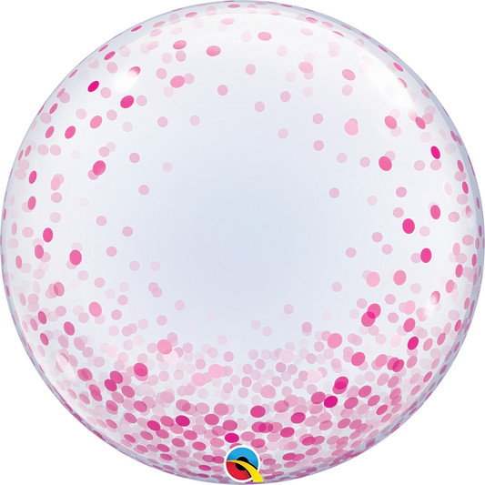 clear deco bubble balloon with pink confetti dots