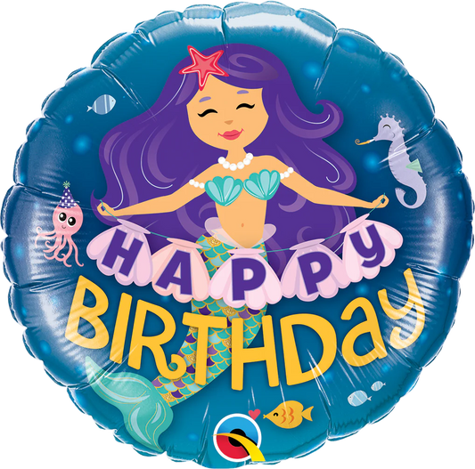 happy birthday balloon with mermaid